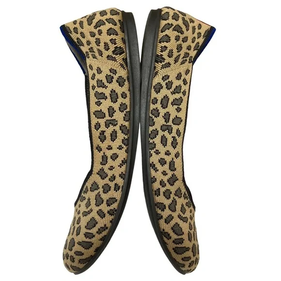 Rothy’s The Flat Round Toe Leopard Print Ballet Flats 8.5